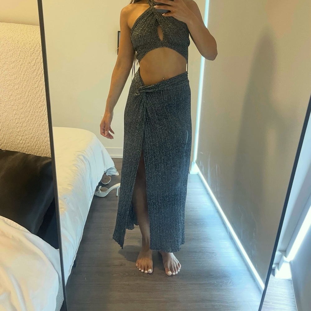 Zara sparkly silver co ord size small